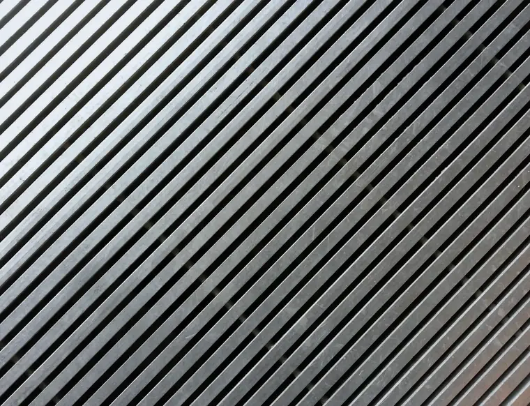Ribbed metal roofing in diagonal lines